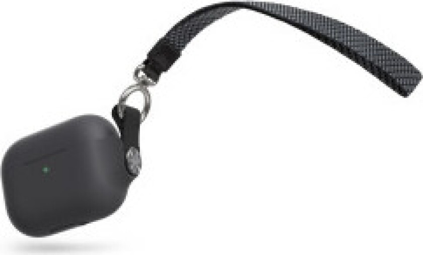 Moshi Pebbo-deksel til AirPods Pro med avtakbar håndleddsstropp og LintGuard-beskyttelse - Shadow Black