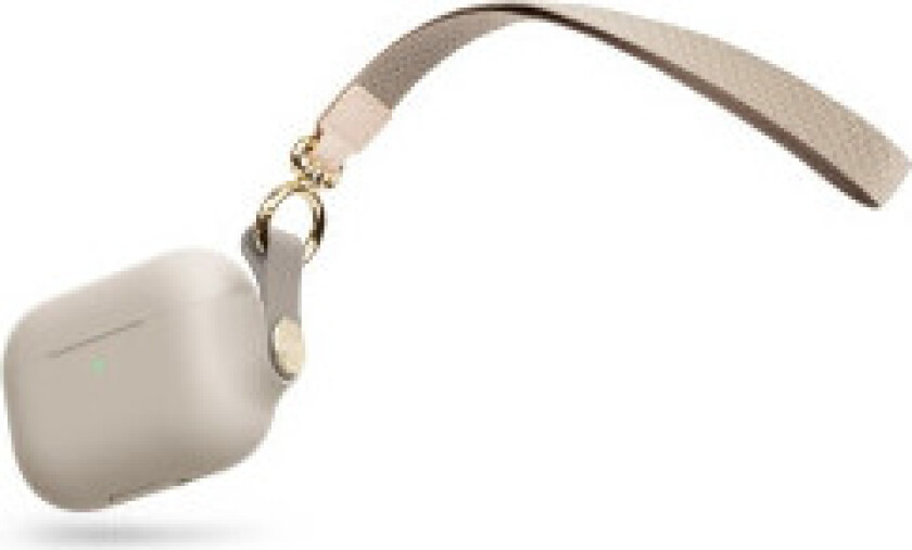 Moshi Pebbo-deksel for AirPods Pro med avtakbar håndleddsstropp og LintGuard-beskyttelse - Savanna Beige