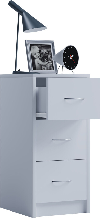 Boxal Maxi nattbord 3 skuffer hvit.