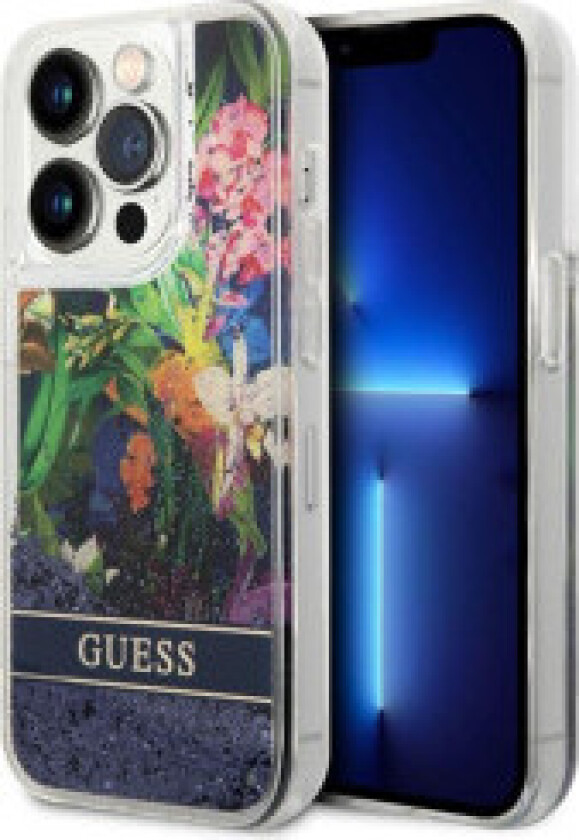 Guess Liquid Glitter Flower - Deksel til iPhone 14 Pro Max