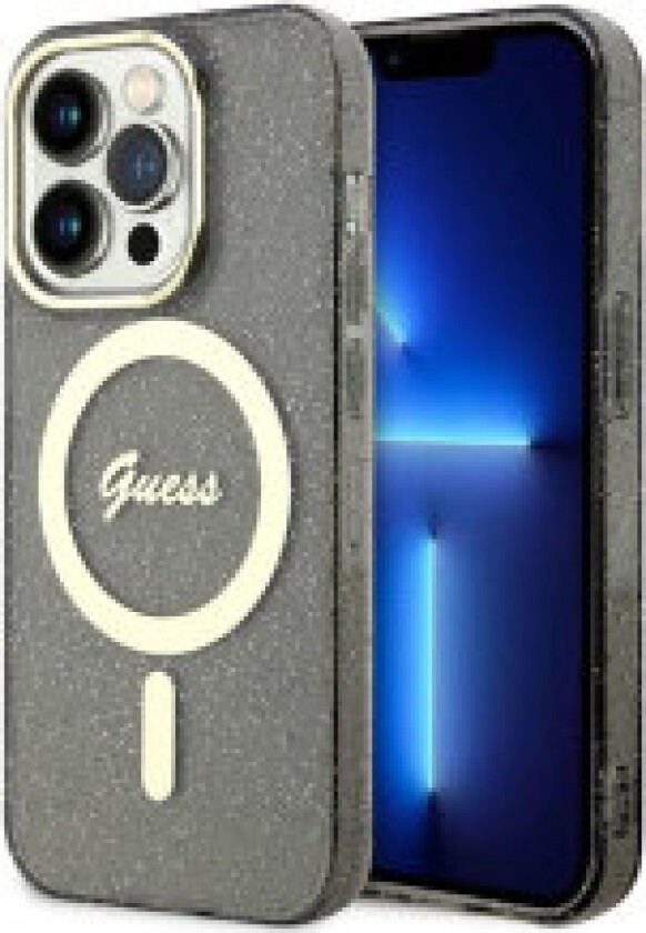 Guess Glitter Gold MagSafe - Deksel til iPhone 14 Pro
