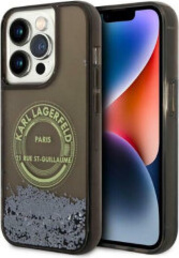 Karl Lagerfeld Liquid Glitter Rund RSG Logo Deksel - Deksel til iPhone 14 Pro