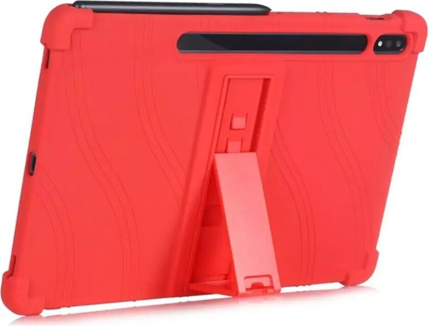 Samsung Galaxy Tab S8 Plus / S7 Plus 12.4" Silikon Deksel m. Stativ - Rød
