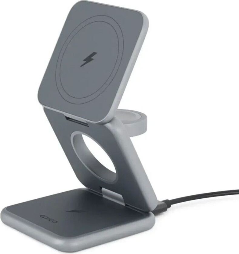 Mag+ 3-i-1 Trådløs Lader 15W m. 25W USB-C Vegglader og USB-C-Kabel - MagSafe-Kompatibel - Space Grey
