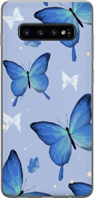 Mobildeksel til Samsung Galaxy S10 med Blå sommerfugler motiv