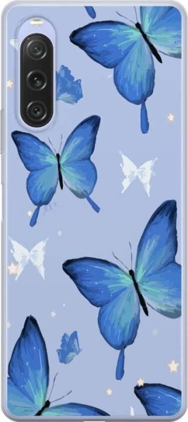 Mobildeksel til Sony Xperia 10 V med Blå sommerfugler motiv