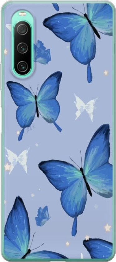 Mobildeksel til Sony Xperia 10 IV med Blå sommerfugler motiv