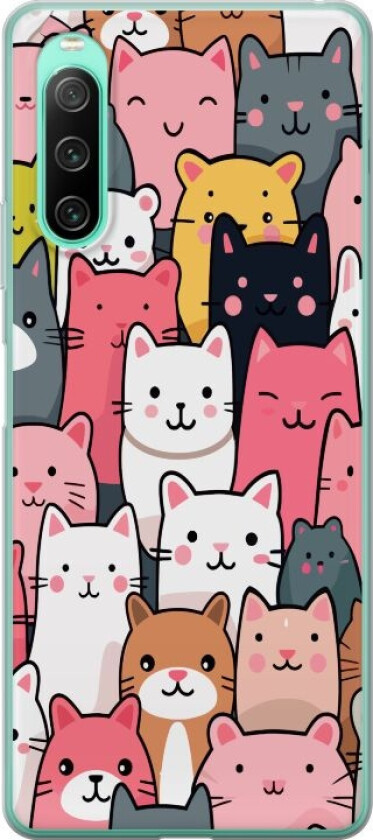Mobildeksel til Sony Xperia 10 IV med Kattmønster motiv