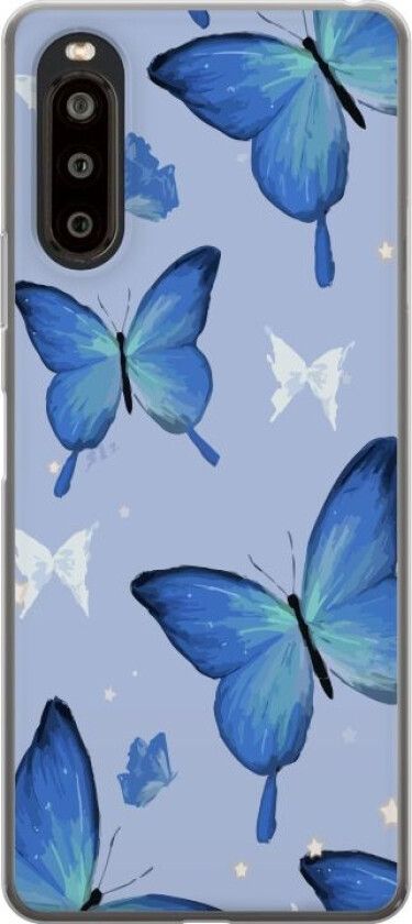 Mobildeksel til Sony Xperia 10 II med Blå sommerfugler motiv