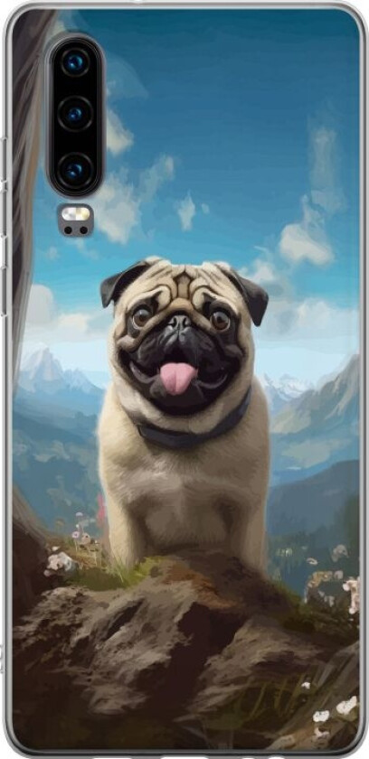 Mobildeksel til Huawei P30 med Glad Hund motiv