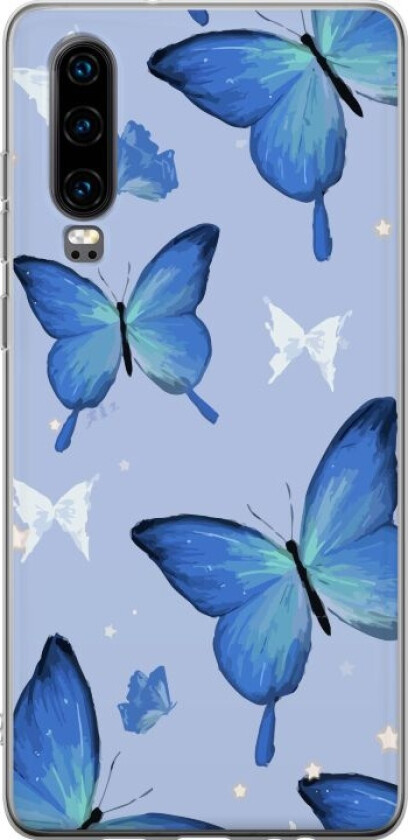 Mobildeksel til Huawei P30 med Blå sommerfugler motiv
