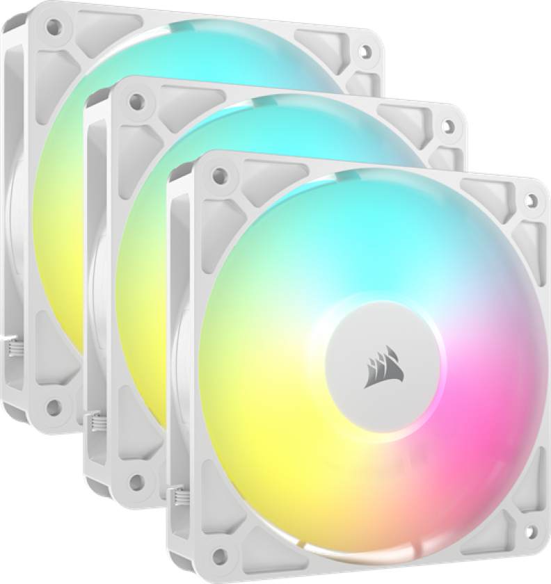 RS120 ARGB 3-pack - Kabinettvifte - 120mm - Hvit med RGB-lys - 36 dBA