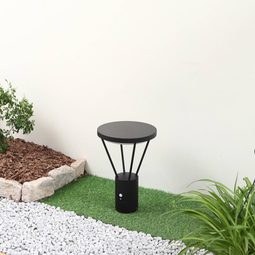 LED-sokkelbelysning Elario, svart, aluminium, sensor