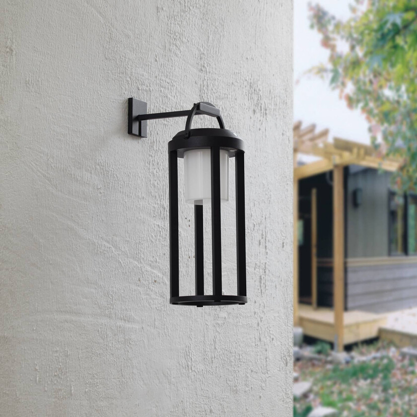 LED-vegglampe Tilena, rund, svart, aluminium