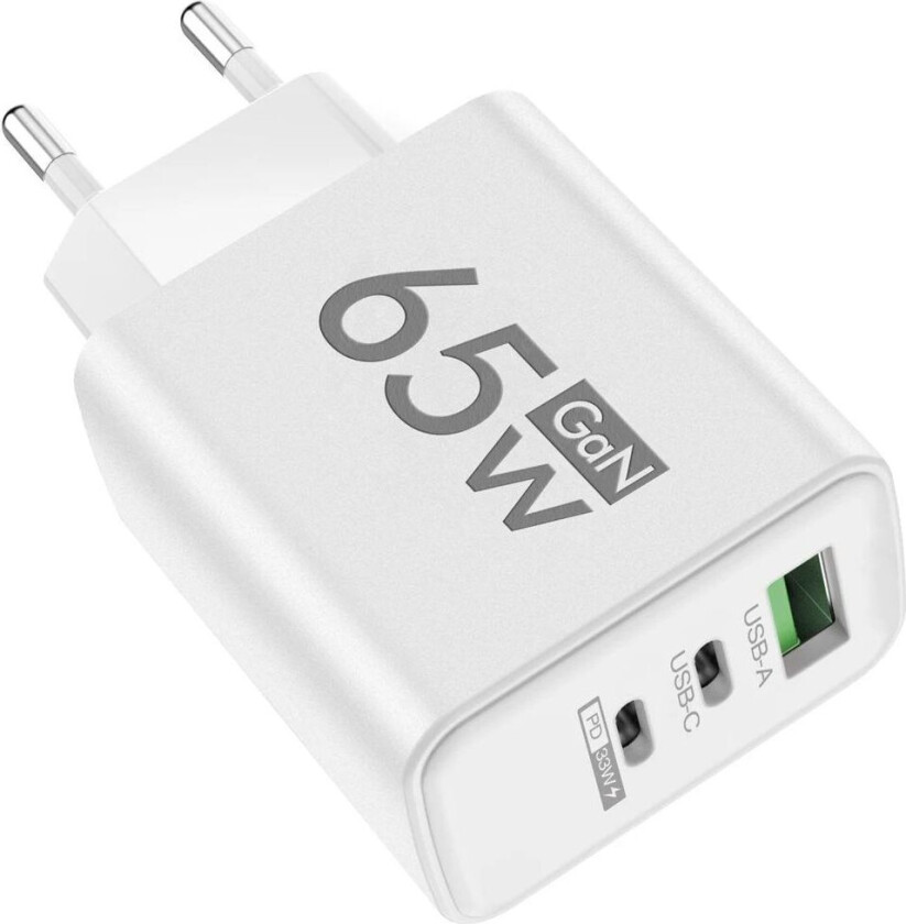 PD 65W GaN USB lader hurtiglading 3.0 EU/US Plug Vegg lader For iPhone 15 Xiaomi Samsung Type C
