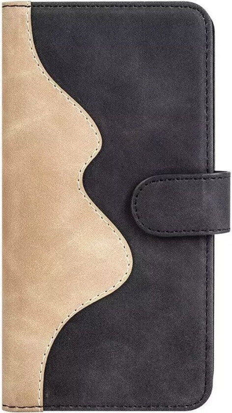 iPhone 15 Pro Max Flerfarget Flip Deksel i Skinn med Kortholder - Svart / Brun