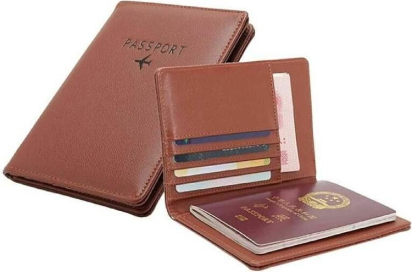 Bilde av Passholder i PU-skinn, Brun