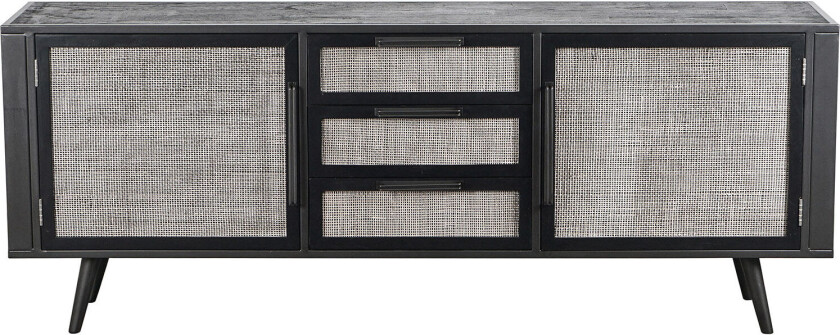 NordicMindiRattan skjenk lav med 2 dører og 3 skuffer, svart.