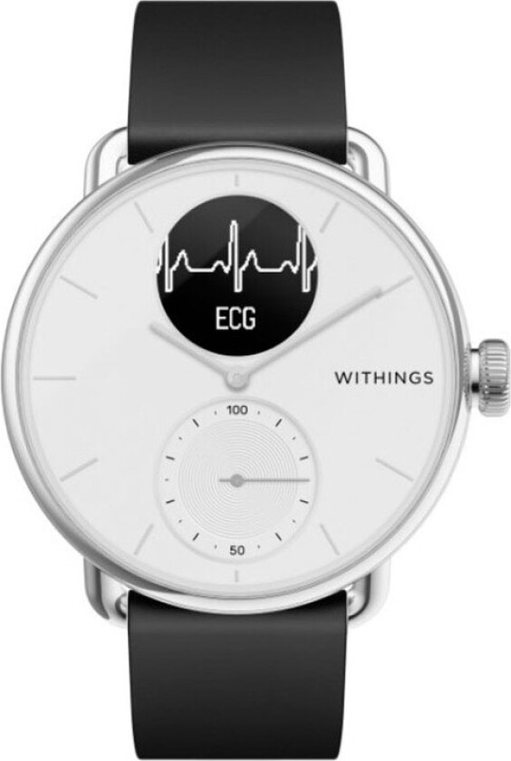 ScanWatch - 38 mm - rustfritt stål - aktivitetssporer med bånd - silikon - monokrom - Bluetooth - 58 g