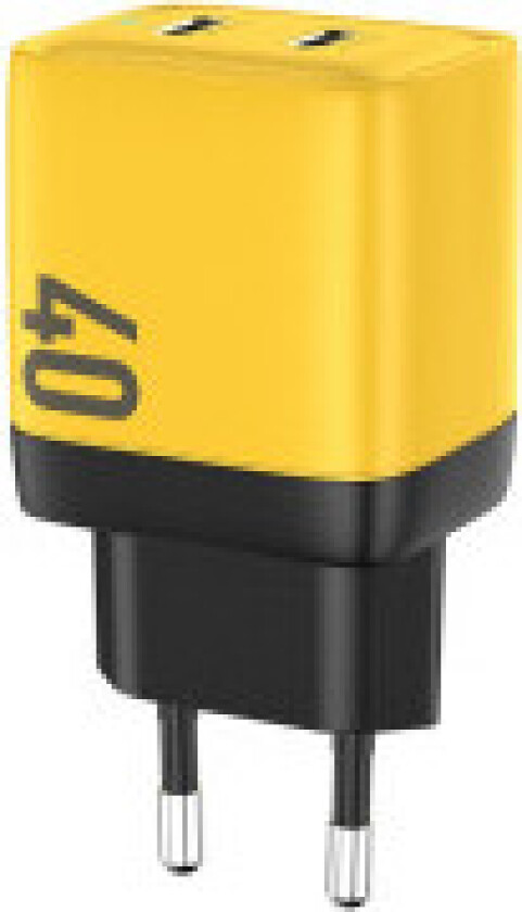 WEKOME WP-U128 - 2x USB-C Superhurtiglader GaN 40W (gul)