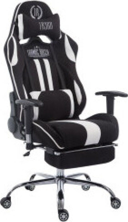 Racing kontorstol Limit V2 stoff med fotstøtte svart og hvit