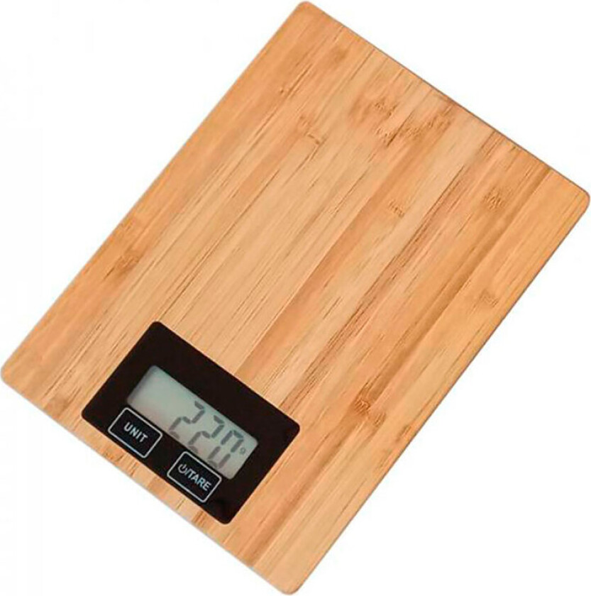 Omega Kjøkkenvekt - bambus -, 2x AAA (ikke inkludert), maks 5 kg, nøyaktighet: 1g, automatisk av/på