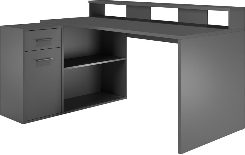 GamerBüro skrivebord gamer, 1 dør, 1 skuff, 2 åpne rom antrasitt matt.