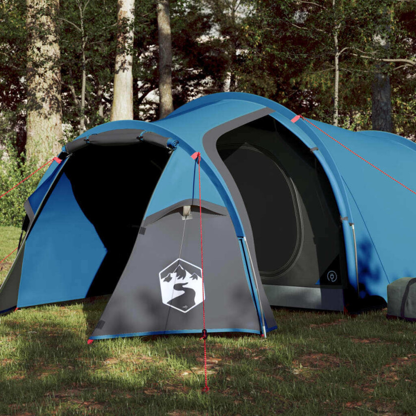 Campingtelt 4 personer blå 360x135x105 cm 185T taft