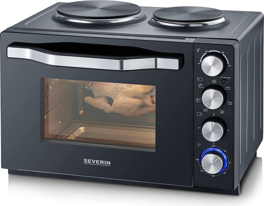 Severin TO 2074 - Elektrisk ovn med varmeplater - konveksjon - 30 liter - 2500 W - svart