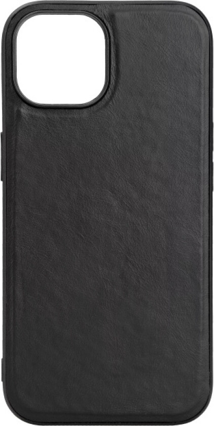 Essentials iPhone 15 Leather Mag back cover, TPU frame, magnet, black