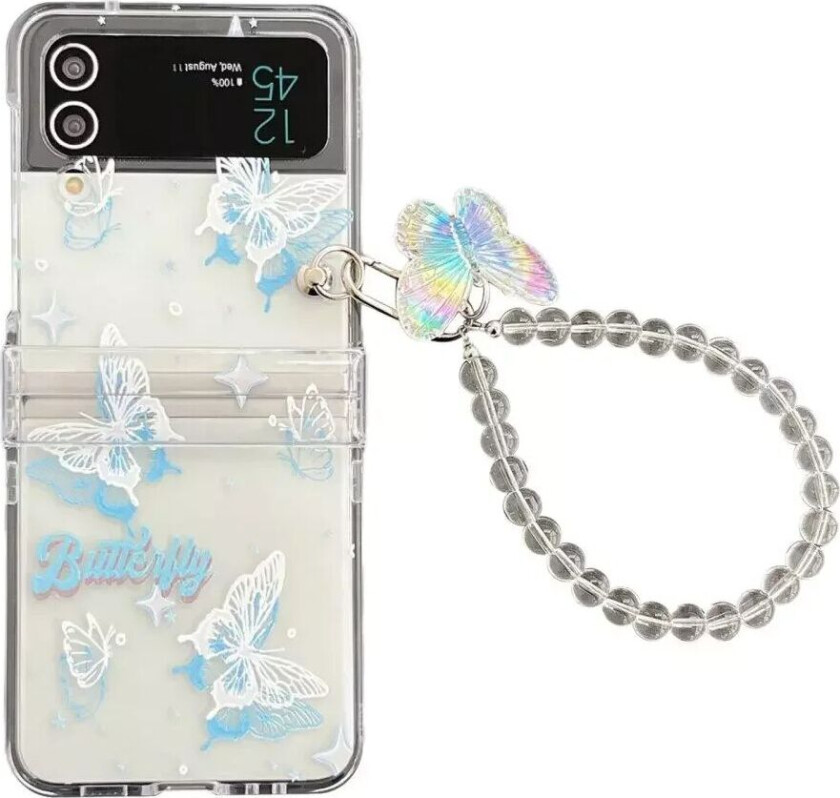 Samsung Galaxy Z Flip3 (5G) Plast Deksel m. Perlekjede - Sommerfugler