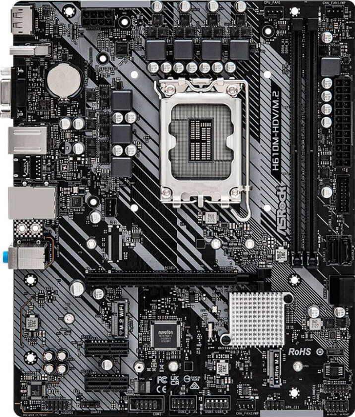 H610M-HDV/M.2 - Hovedkort - mikro ATX - LGA1700-sokkel - H610 Chipset - USB 3.2 Gen 1 - Gigabit LAN - innbygd grafikk (CPU kreves) - HD-lyd (8