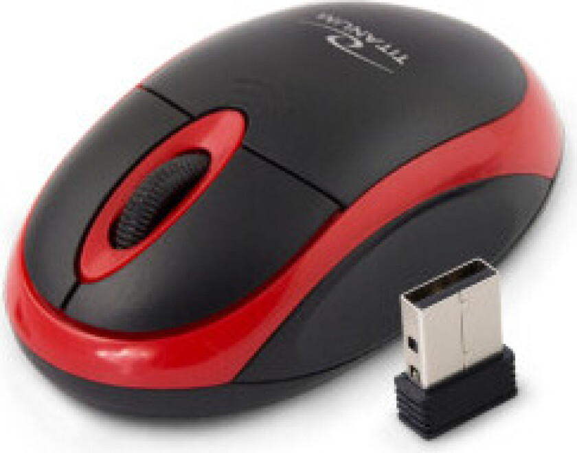 Titanum Wireless Optical Mouse 2.4GHz 3D USb Vulture Red - Mus - Optisk - 3 knapper - Rød