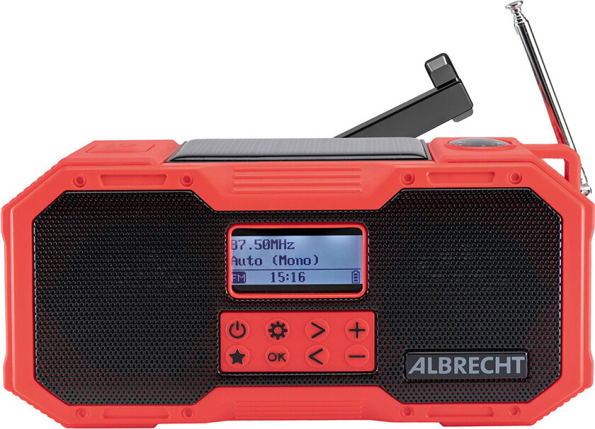 DR 112, Digitalt, DAB+, FM, 5 W, LED, USB Type-C, Sort, Rød
