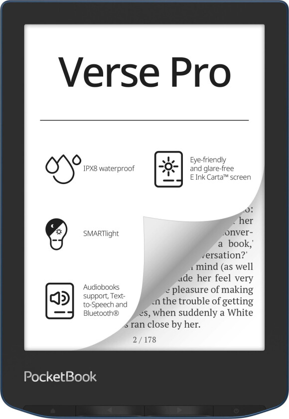Verse PRO - eBook-leser - Linux 3.10.65 - 16 GB - 6 16 grånivåer (4-bts) E Ink Carta (1072 x 1448) - berøringsskjerm - Bluetooth, Wi-Fi - asur
