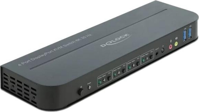 DisplayPort 1.4 KVM Switch 8K 30 Hz with USB 3.0 and Audio - KVM / lyd / USB-svitsj - 4 x KVM/lyd/USB - 1 lokalbruker - stasjonær