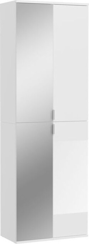 ProjektX garderobeskap 4 dører hvit, speil.