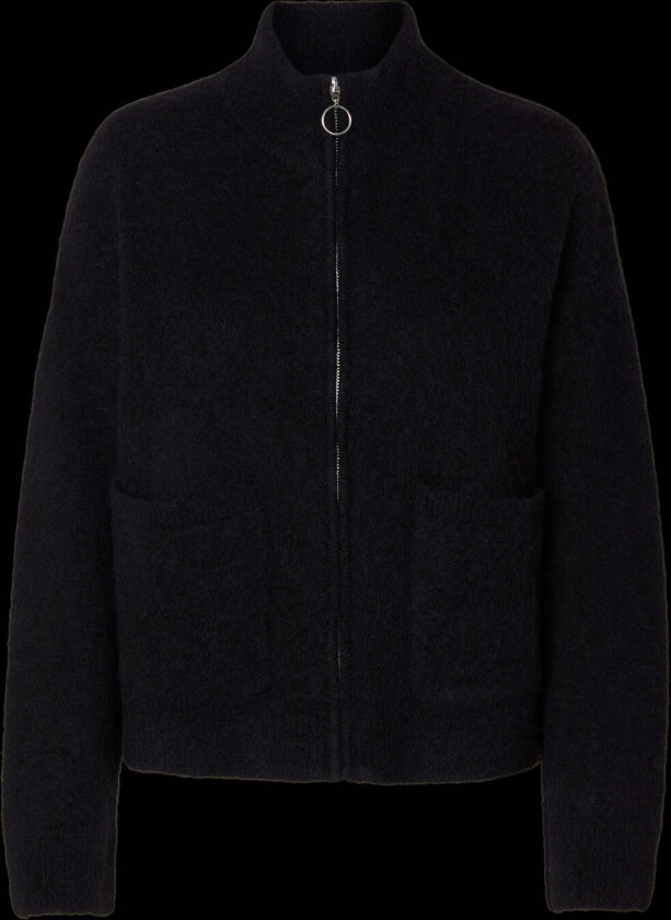 Selected Femme Sia Knit Zipper Cardigan - Black
