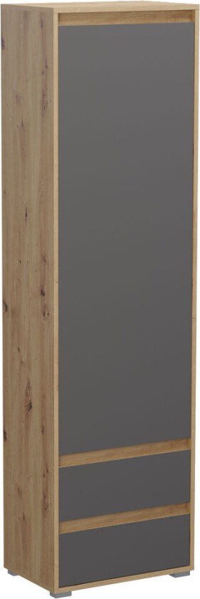 Torino garderobeskap 1 dør, 2 skuffer eik dekor.