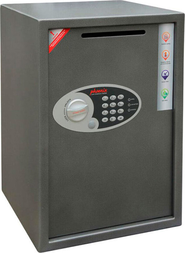 Bilde av Safe Co. VELA DEPOSIT, Grafitt, Metallisk, Elektronisk, Nøkkel, 51 l, Stål, 350 mm, 310 mm