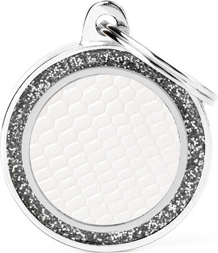 Shine "Medium Circle Saint Tropez White with Glitter" ID tag