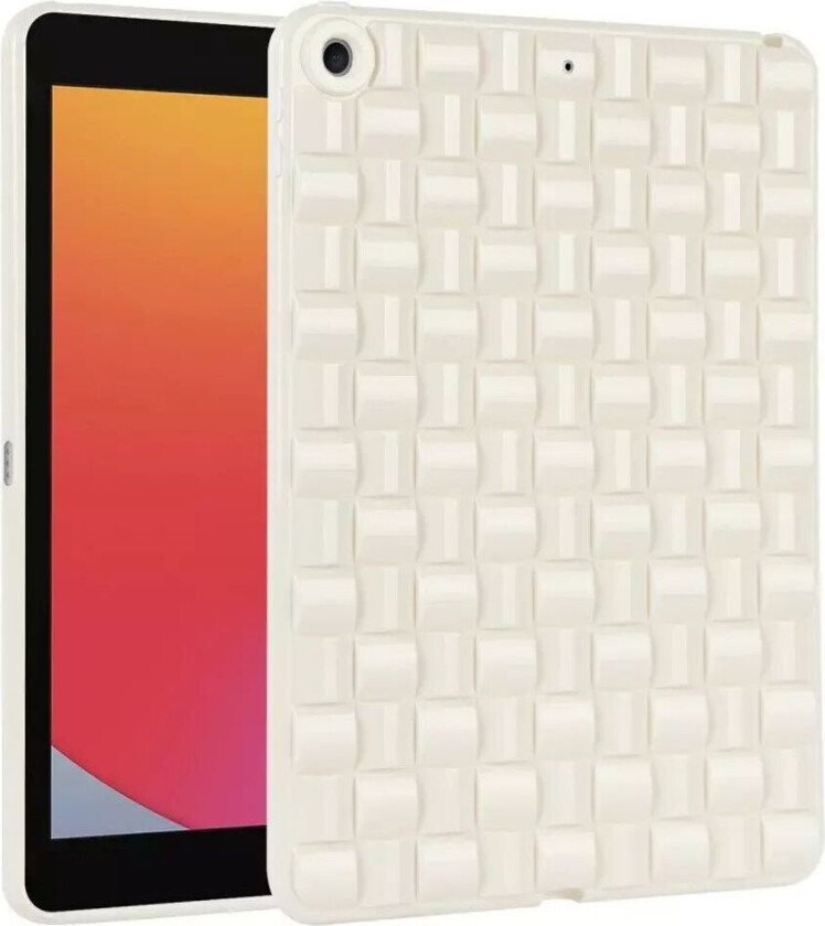 iPad 10.2" (2021 / 2020 / 2019) Fleksibelt Plast Deksel - Flettdesign - Hvit