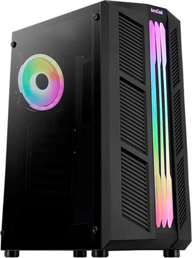 Aerocool Prime ARGB - MDT - ATX - sidepanel med vindu (herdet glass) - ingen strømforsyning (ATX) - svart - USB/lyd