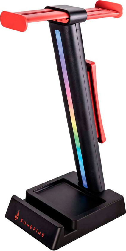 Surefire Gaming Vinson N1 - Stativ / brakett for headset - RGB - Svart / Rød (Plass til 2 headset)