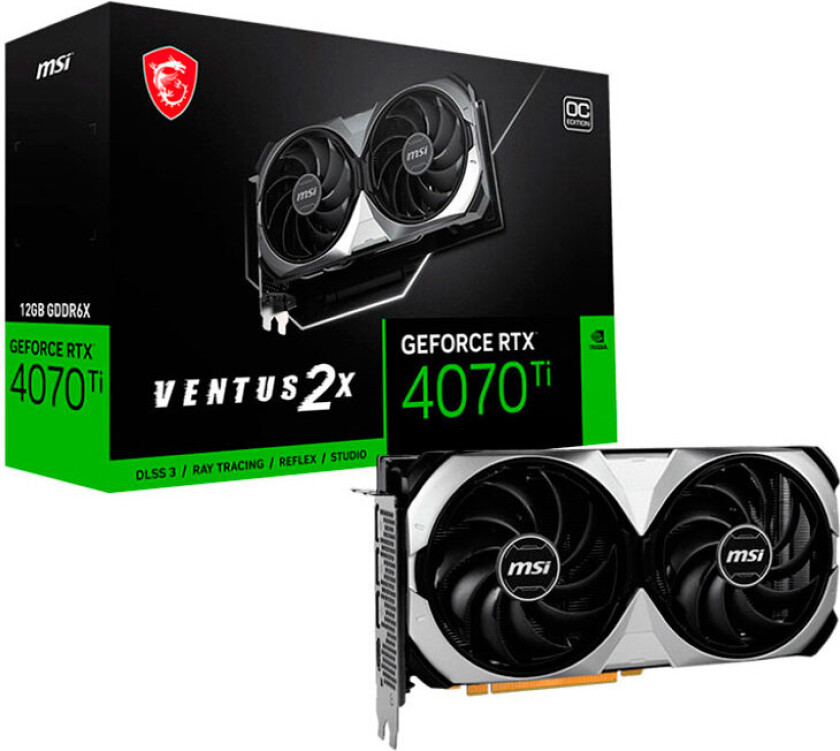 GeForce RTX 4070 Ti VENTUS 2X 12G OC - Grafikkort - GeForce RTX 4070 Ti - 12 GB GDDR6X - PCIe 4.0 - HDMI, 3 x DisplayPort - boks