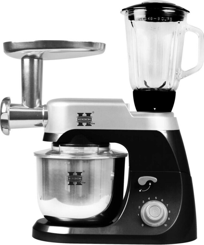 Kjøkkenmaskin med Kjøttkvern og Blender, 5 L - Svart