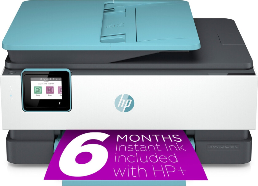 OfficeJet Pro 8025e All-in-One-skriver, Farge, Skriver for Hjem, Skriv ut, kopier, skann, faks, 35-arks ADM; Skann til e-post; Tosidig utskrift