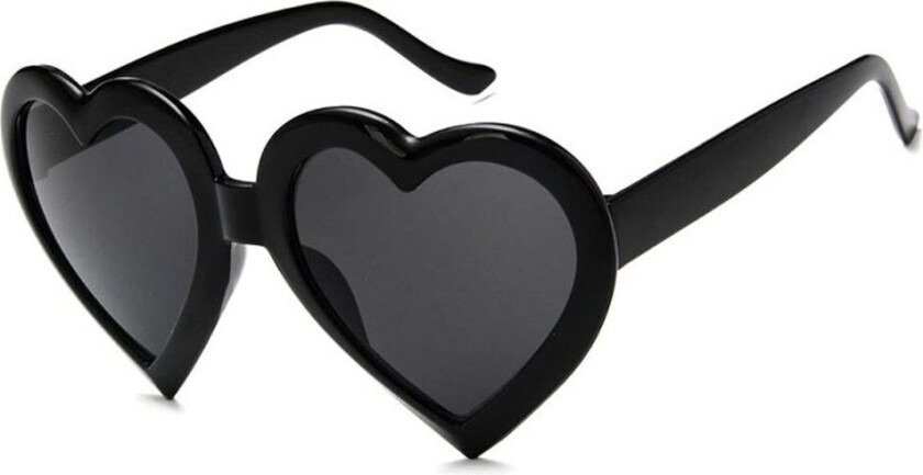 Svart hjerte -formede solbriller mørkt glass + senil streng