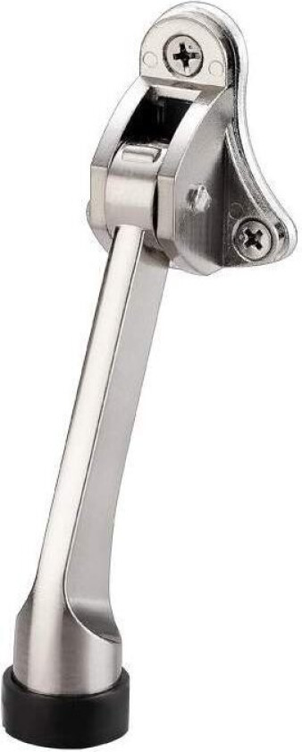 Dørstopper med fotbetjent spak - børstet stål