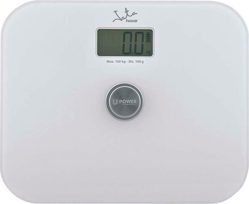JATA 499, Elektronisk personvekt, 150 kg, 100 g, Hvit, kg, lb, firkant